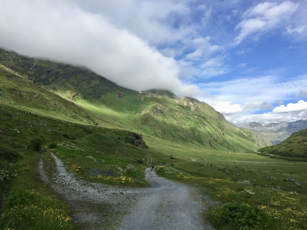 Der letzte Anstieg hoch zum Gasthof Bodenalpe, mitten im Fimbertal